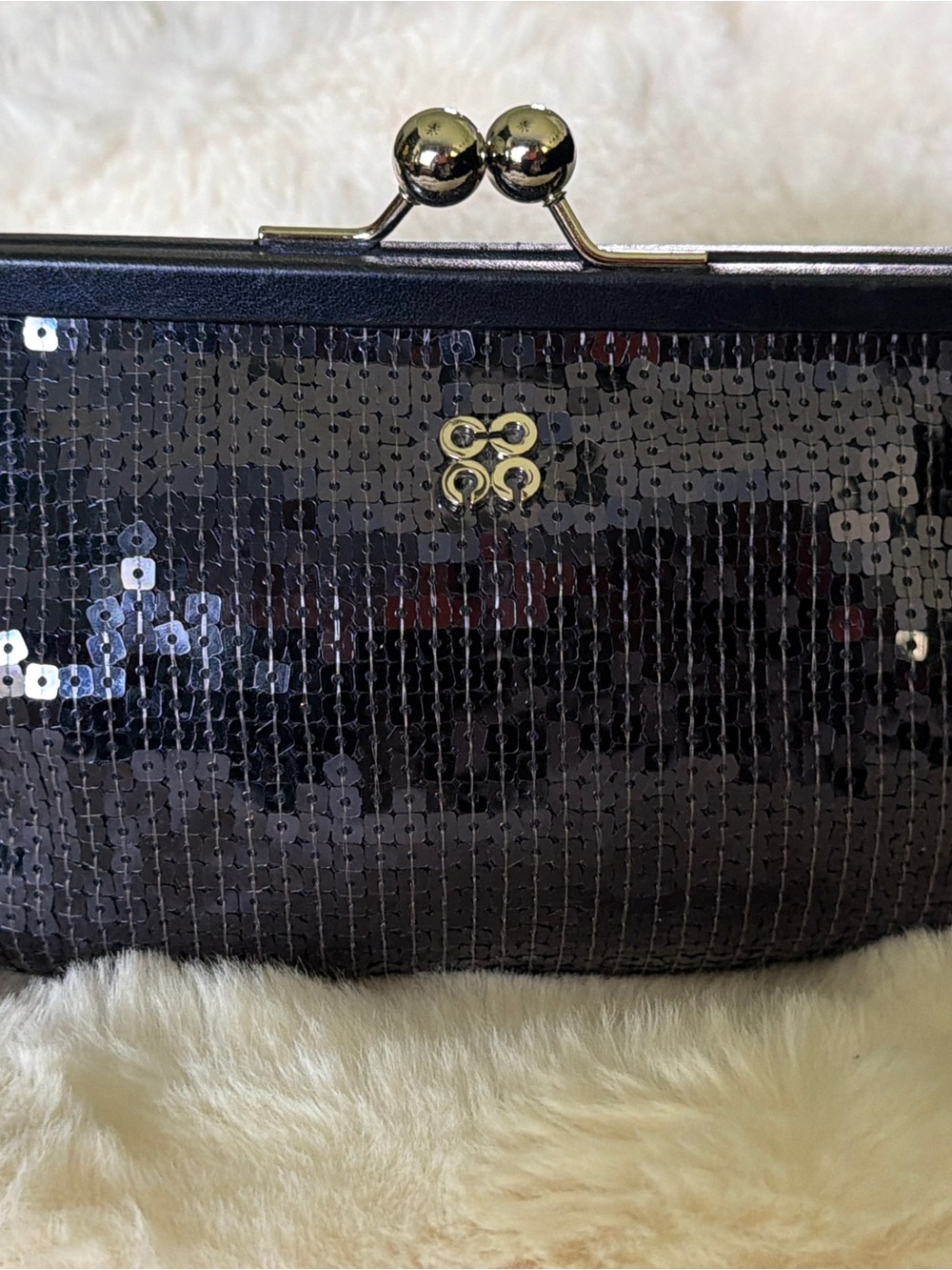 Coach Julia Special Edition Blue Sequin Frame Clutch with silver Logo - Picture 11 of 11